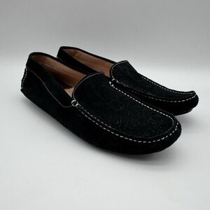 Robert Graham Shoes Mens 10 Black Skull Nubuck Driving Loafers Suede RG5342S